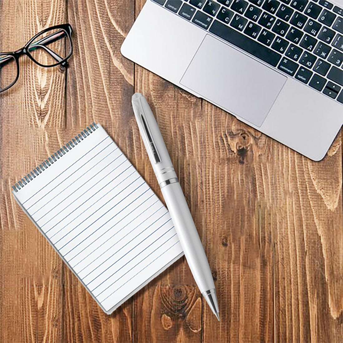 Acuity Ball Point Pen - Metal Body with Shiny White Finish and SS Accessories - It Comes in a Pouch - 10024 White