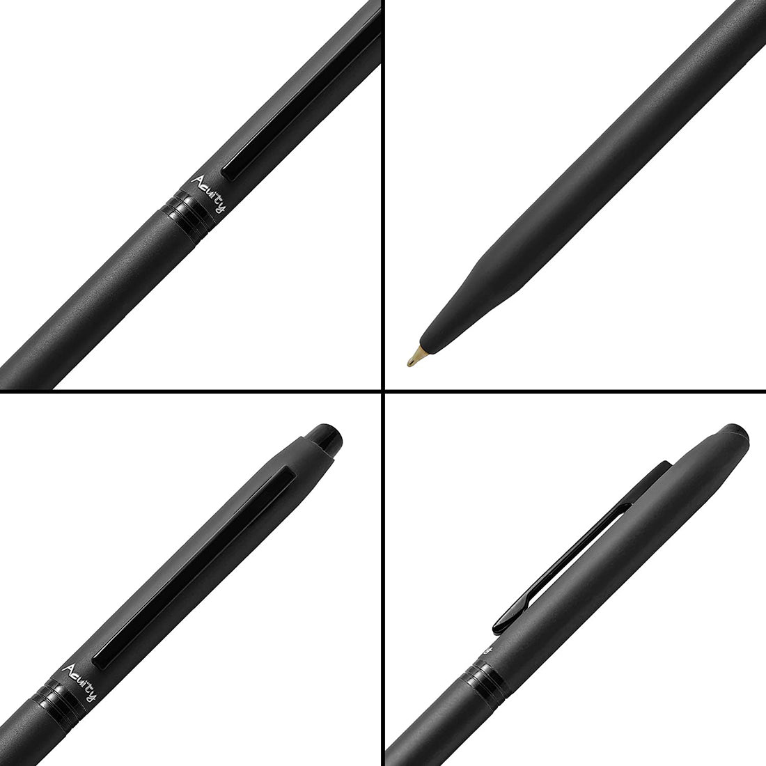 Acuity Slim Ball Point Pen Set - Metal Body with Matte Finish, and Glossy Black Clip – Ink Colour Blue - It Comes in a Pouch - (Set of 2 Pens – Maroon & Black) - 10029