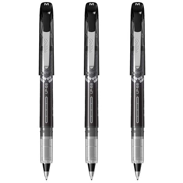 Scrikss Office 0.5 mm Liquid Ink Pen - Chrome Plated Tip & Controlled Ink Flow Adjustment System - LP68 Black Set of 3