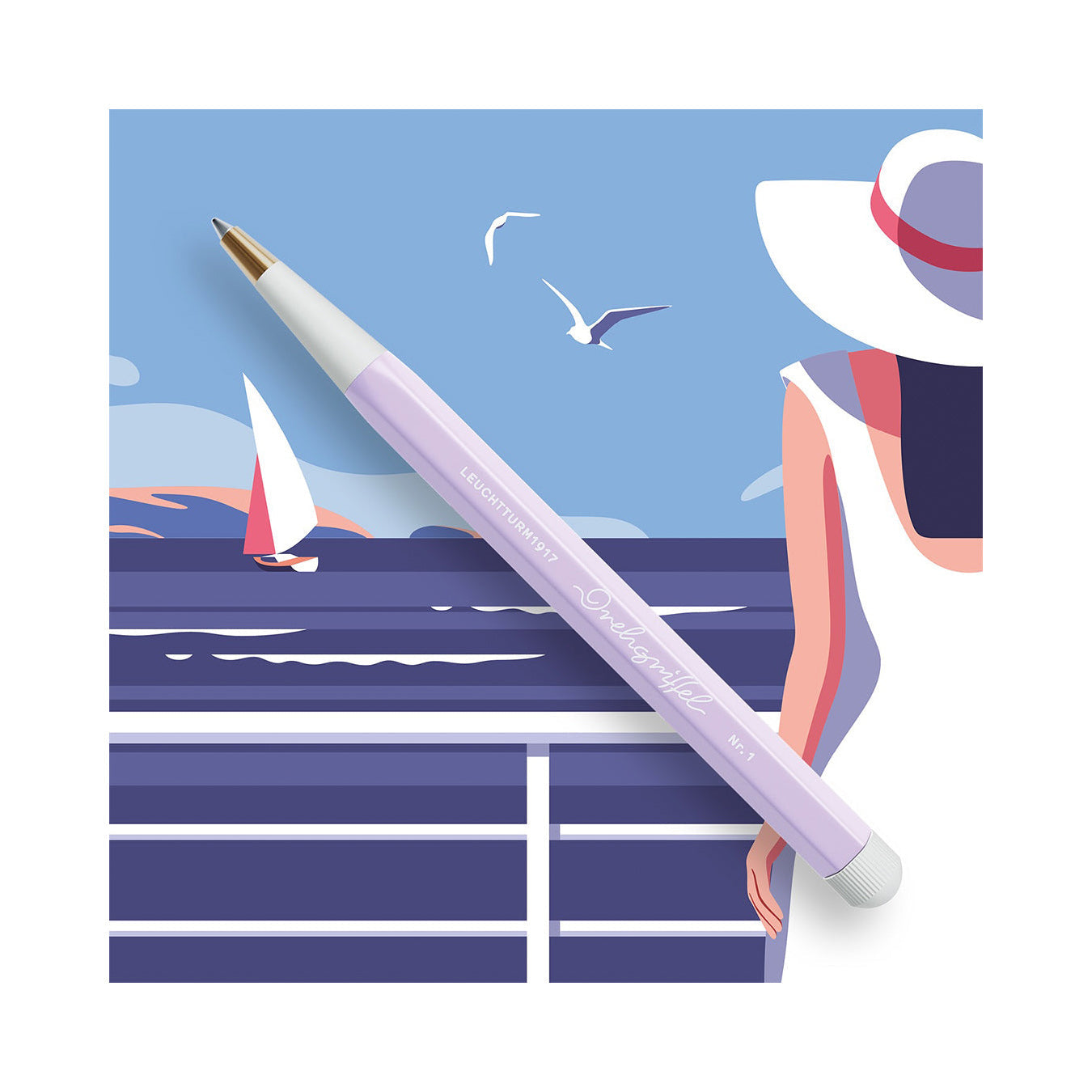 LEUCHTTURM1917 Ball Point Pen with Royal Blue Ink | Drehgriffel No. 1 | Lilac | Twist Mechanism