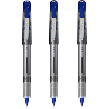 Scrikss Office 0.3 mm Fine Liner Pen - Fast Drying Water Based Ink, Chrome Plated Tip - FL68 Set of 3 (Blue)