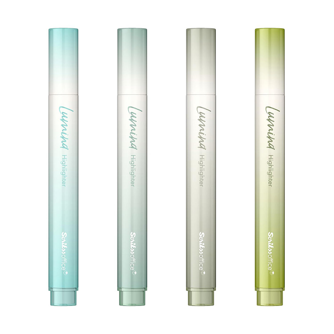 Scrikss Lumina Highlighter Pen for Highlighting Calligraphy Journaling Note Taking | Pacific Green Pastel Shades | Set of 4 | Chisel Tip | Quick-Drying Ink | Water-Based Ink