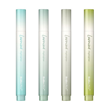 Scrikss Lumina Highlighter Pen for Highlighting Calligraphy Journaling Note Taking | Pacific Green Pastel Shades | Set of 4 | Chisel Tip | Quick-Drying Ink | Water-Based Ink