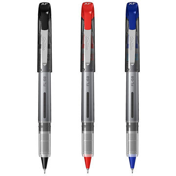 Scrikss Office 0.3 mm Fine Liner Pen - Fast Drying Water Based Ink, Chrome Plated Tip - FL68 Set of 3 (Black, Blue & Red)