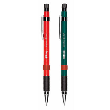 Rotring Visumax 0.5mm Mechanical Pencils, ABS Plastic Body, Lightweight, Concealed Twist Eraser at Top - Total 2 Pieces (Red & Green)