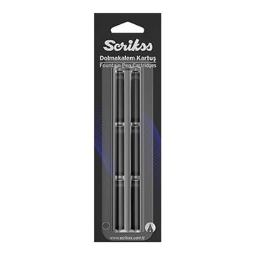 Scrikss | Cartridge | 6 Pcs | Fountain Pen | Black | Blister Pack