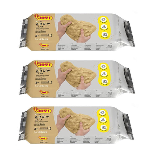 Jovi European Air-Dry Modeling Sand Ochre Clay 3 Packets - Each Pack of 250 Grams for Sculpting Pottery Art & Craft Handicraft Educational Purpose Fine Motor Skills