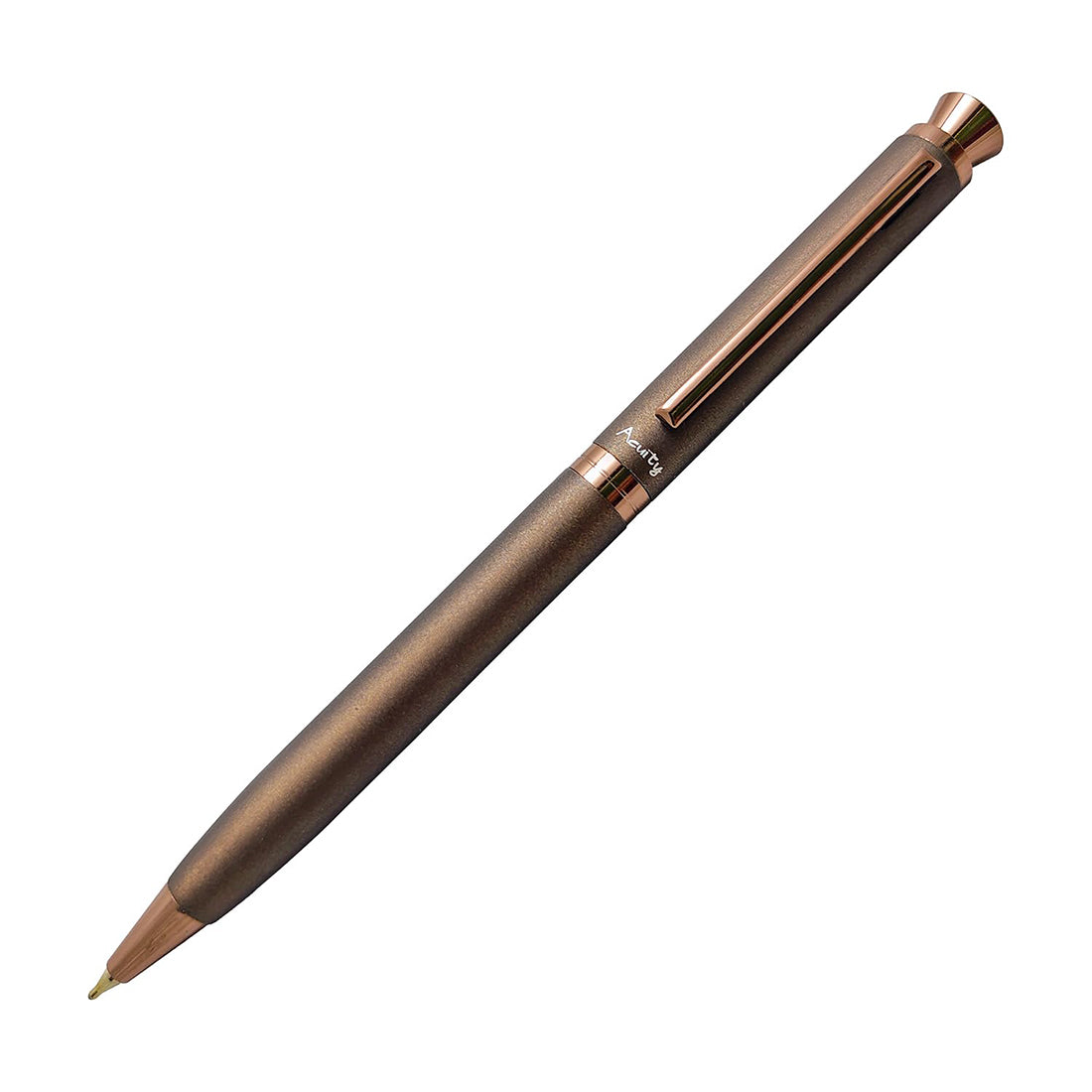 Acuity Coffee-Scented Blue Ink Ball Point Pen | Dark Brown Finish Metal Body with Glossy Clip & Crystal on Top | Coffee Fragrance Smell Ink | It Comes in a Pouch | 30047
