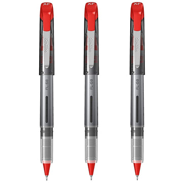 Scrikss Office 0.3 mm Fine Liner Pen - Fast Drying Water Based Ink, Chrome Plated Tip - FL68 Set of 3 (Red)