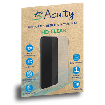 Acuity Premium Hydrogel Screen Protector Film (Not Glass) for Mobile Phone – 0.18mm Ultra-Thin, Clear Finish, Anti-Fingerprint, Smooth Touch, Scratch Resistant, Case Friendly