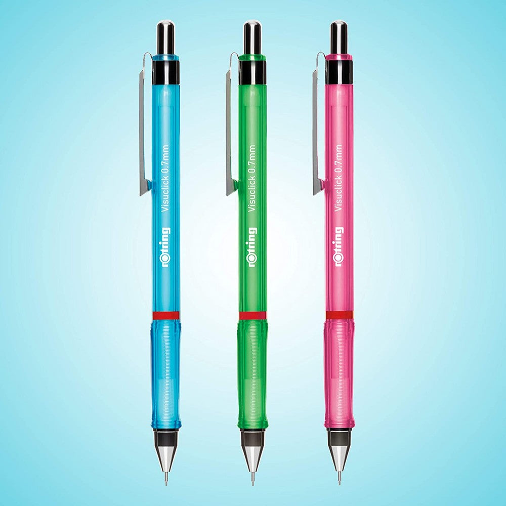Rotring | Visuclick | Mechanical Pencil | 0.7 mm | Pink, Blue And Green | Pack Of 3