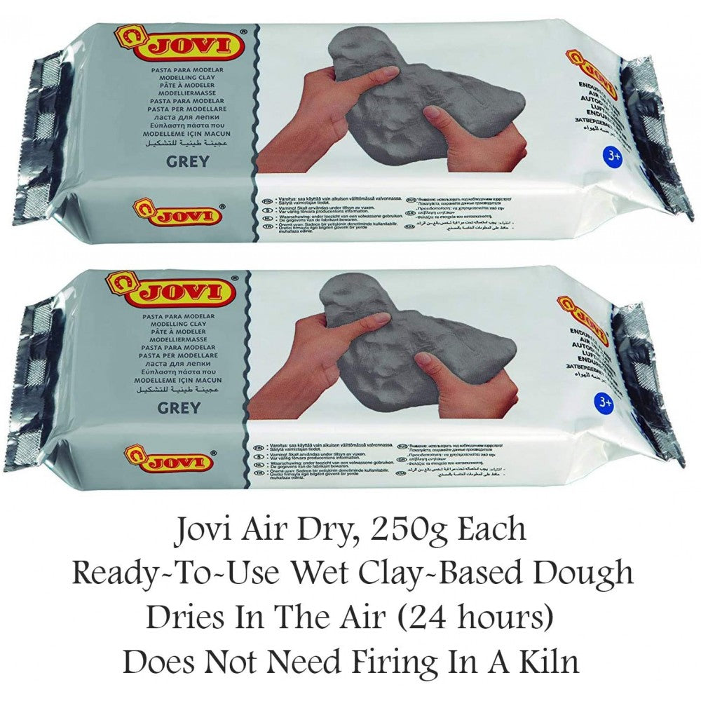 Jovi | European Air-Dry | Modelling Clay | Grey | 2 Packet | 250 Grams Each