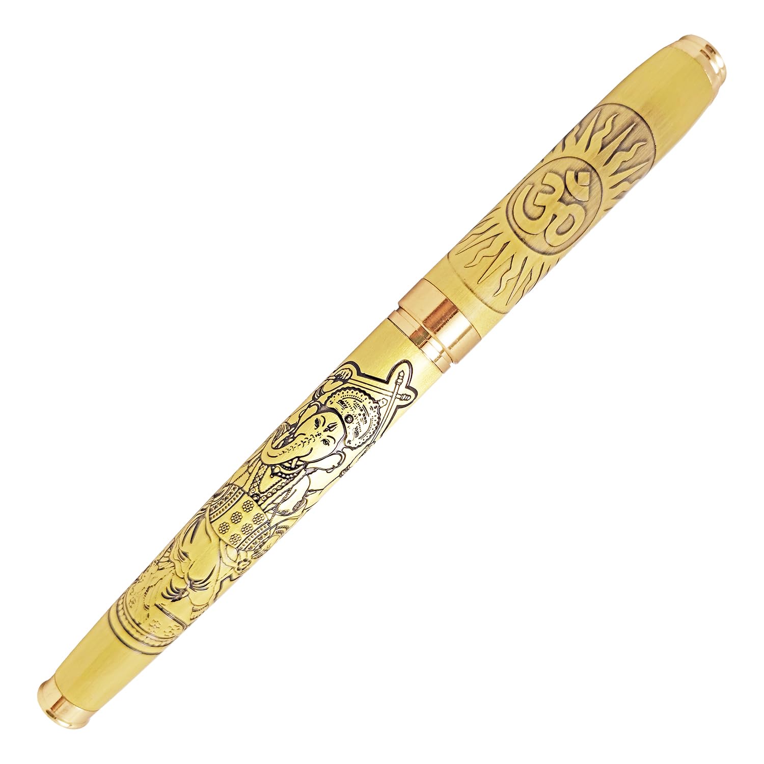 Acuity Roller Ball Point Pen Metal Body with Lord Ganesh And OM Image Engraved - Comes in a Pen Pouch - Ink Colour Blue - 20005