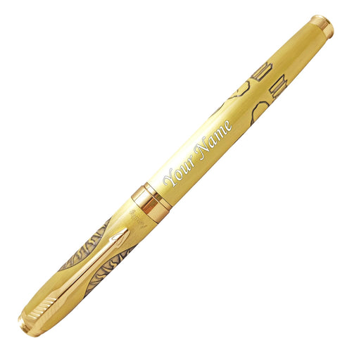 Acuity Roller Ball Point Pen Metal Body with Lord Hanuman Engraved - Comes in a Pen Pouch - Ink Colour Blue - 20005