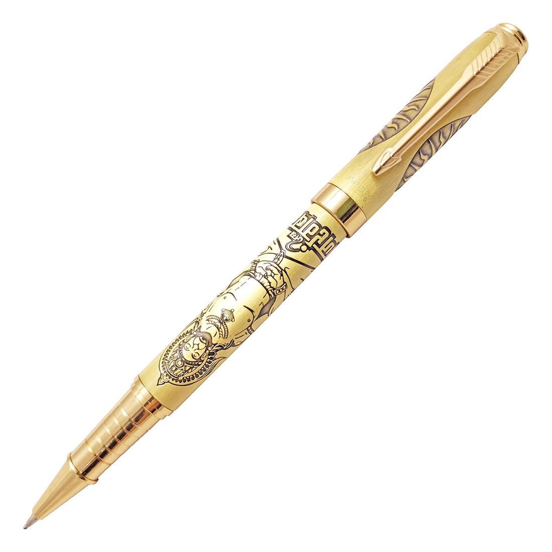 Acuity Roller Ball Point Pen Metal Body with Lord Hanuman Engraved - Comes in a Pen Pouch - Ink Colour Blue - 20005