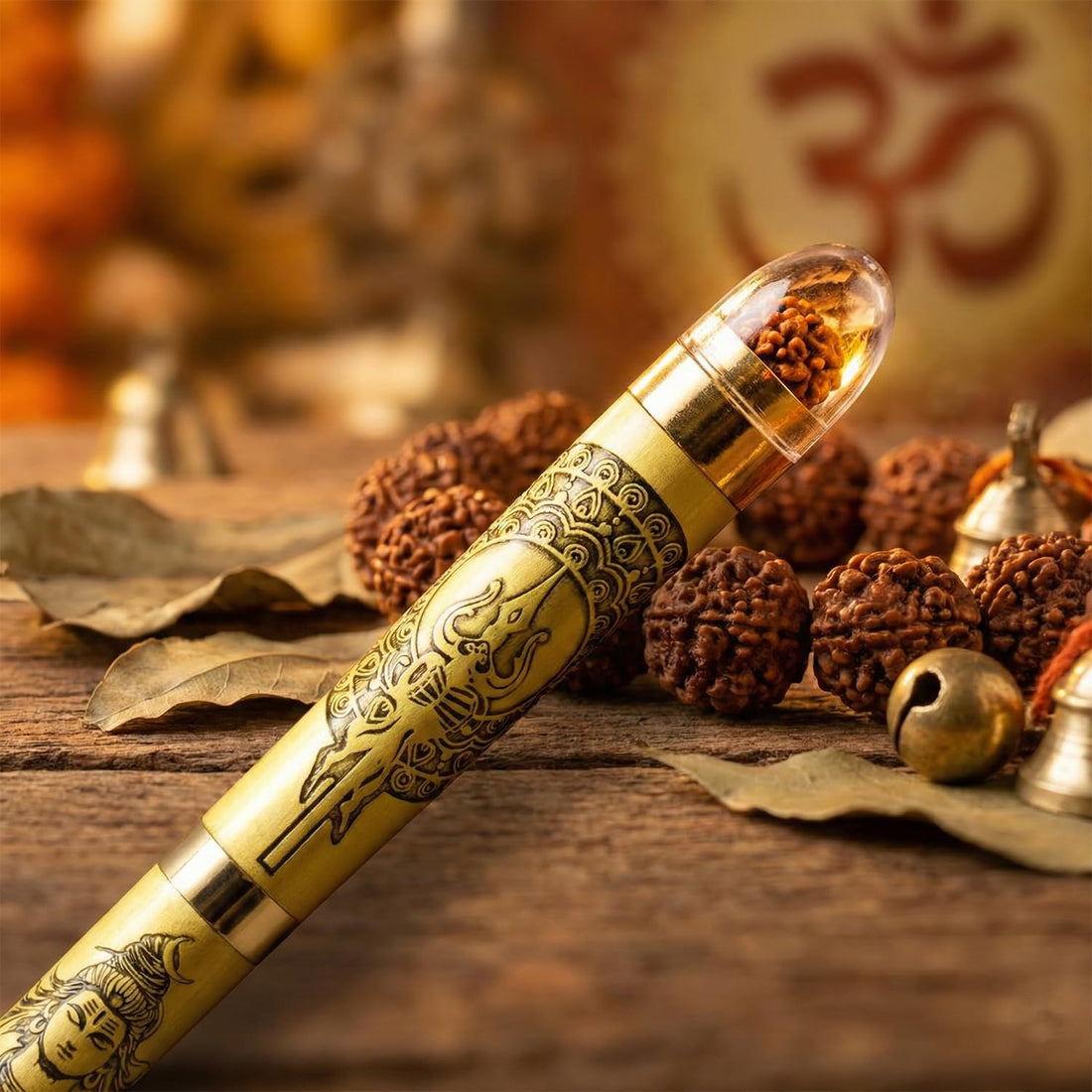 Acuity Lord Shiva Image Ball Point Pen | Rudraksha Bead | Metal Finish | Comes in a Pen Pouch | 20007