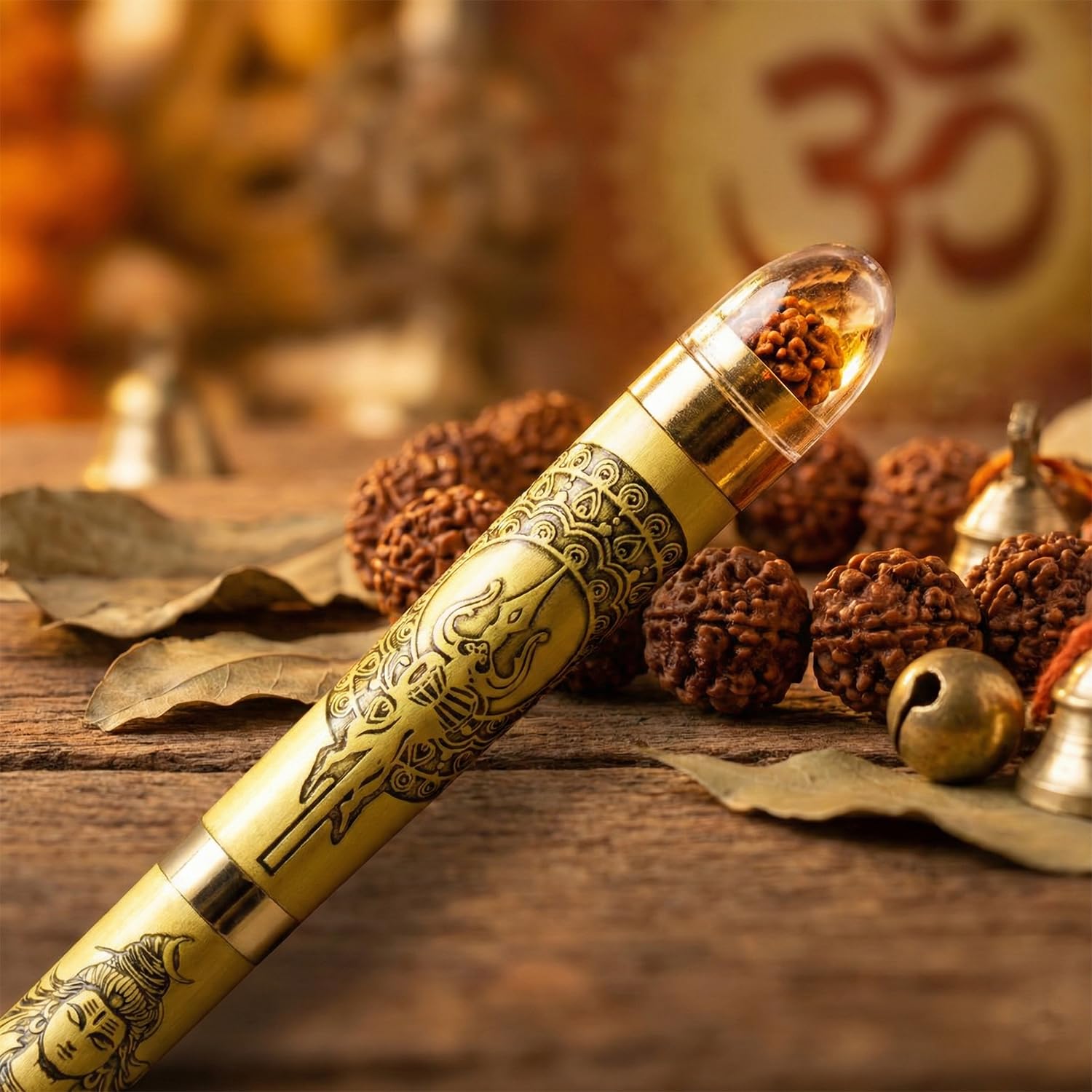 Acuity Lord Shiva Image Ball Point Pen | Rudraksha Bead | Metal Finish | Comes in a Pen Pouch | 20007