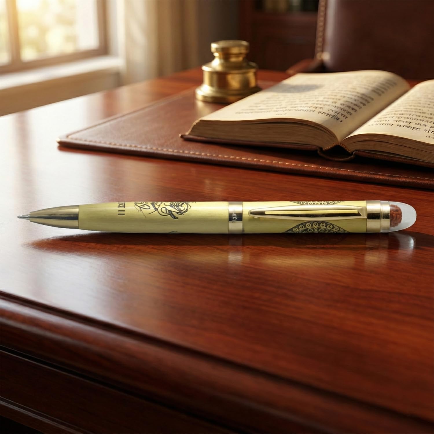 Acuity Lord Shiva Image Ball Point Pen | Rudraksha Bead | Metal Finish | Comes in a Pen Pouch | 20007