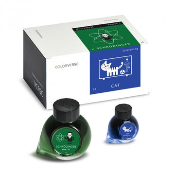 Colorverse | Multiverse Series | Season 3 | Fountain Pen Ink | Schrodinger | Green | 65ml and 15ml | 2 Bottle Set - penpencilink