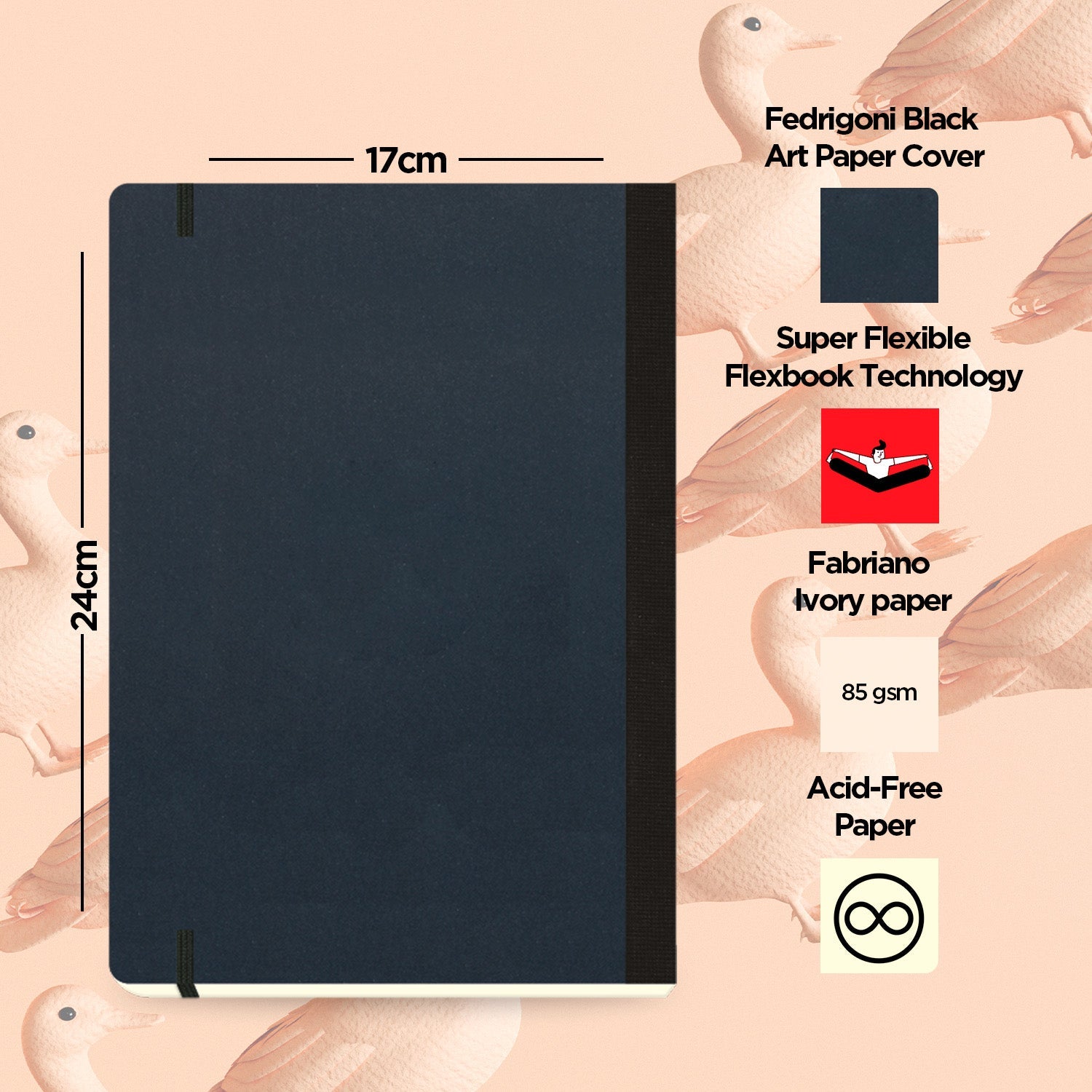 Flexbook | Plain | Large B5 Size Notebook | Black | Flex Global