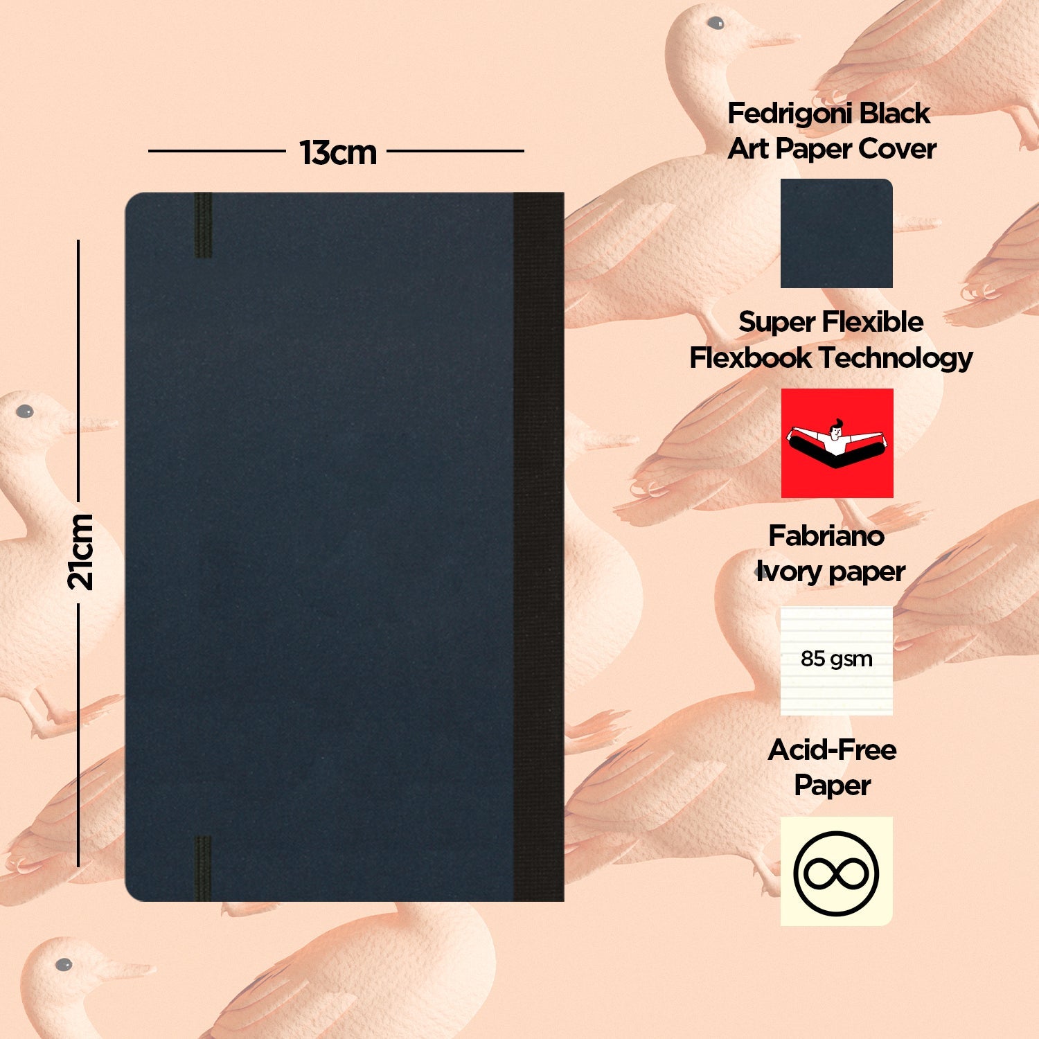 Flexbook | Ruled | Medium A5 Size Notebook | Black | Flex Global