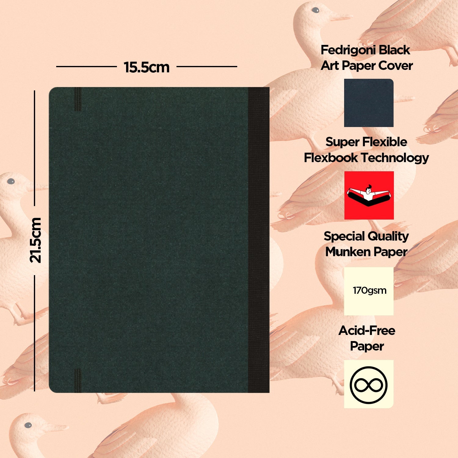 Flexbook | Blank | Medium A5 Size Sketchbook | Black | Flex Global Sketchbook