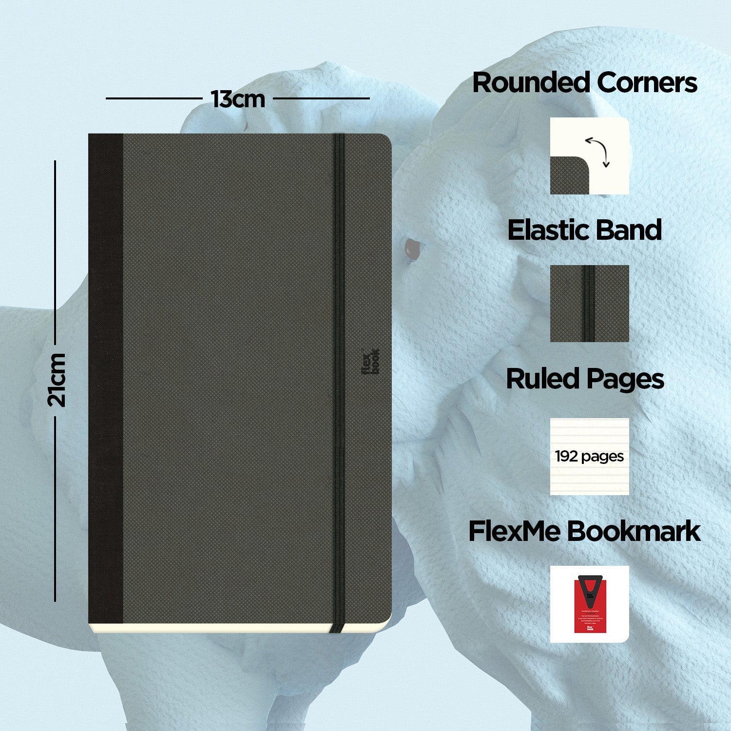 Flexbook | Ruled | Medium A5 Size Notebook | Off Black | Adventure Series