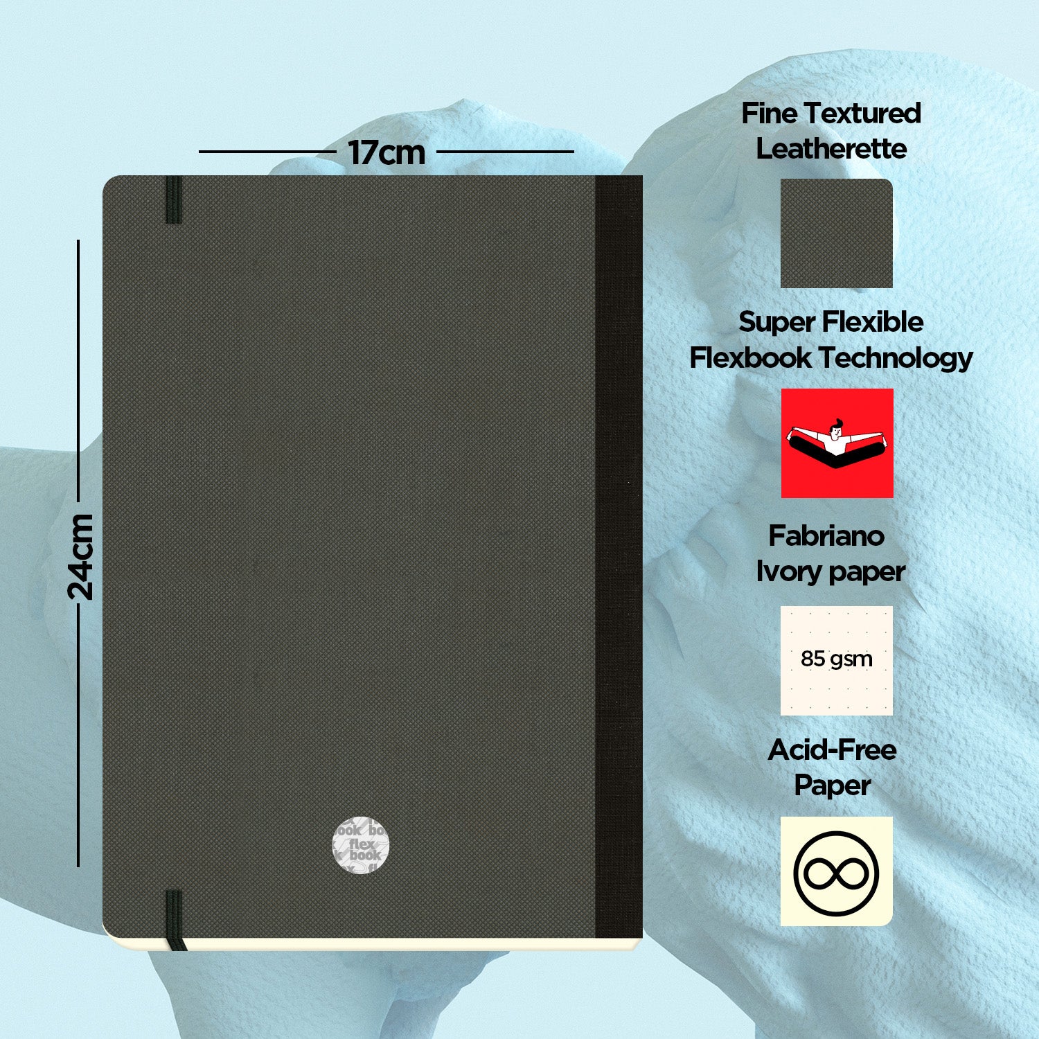 Flexbook | Dotted | Large B5 Size Notebook | Off Black | Adventure Series