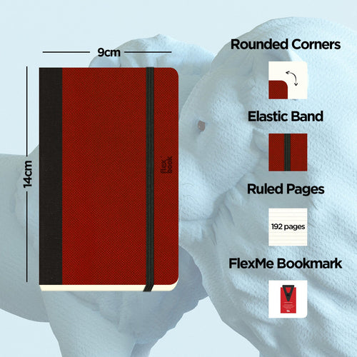 Flexbook | Ruled | Pocket A6 Size Notebook | Red | Adventure Series
