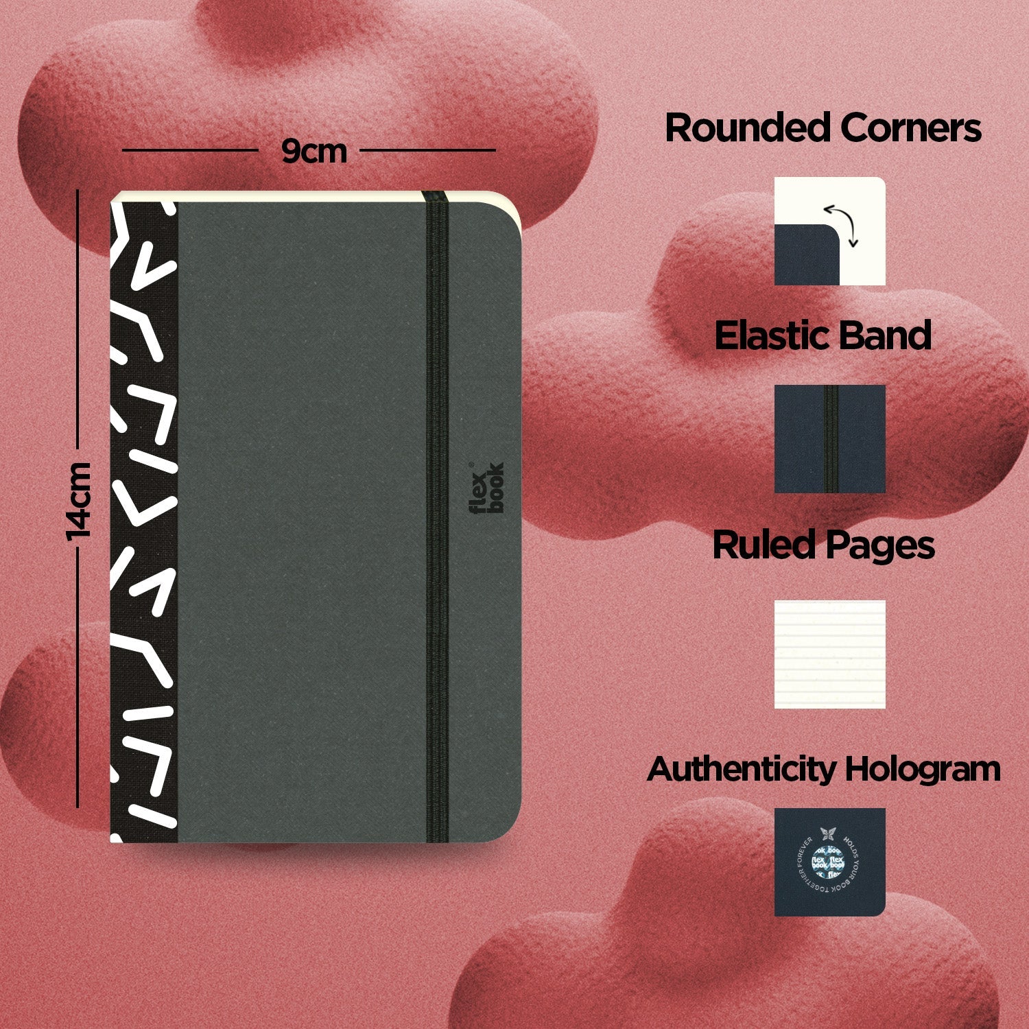 Flexbook | Ruled | Pocket A6 Size Notebook | Black | Visions 'All Angles' Spine