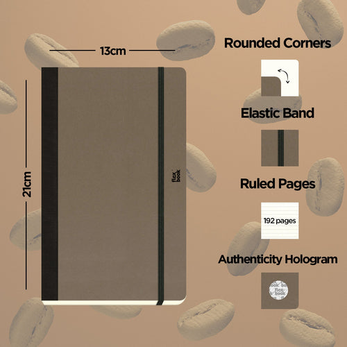 Flexbook | Ruled | Medium A5 Size Notebook | Coffee | Ecosmiles Eco Series