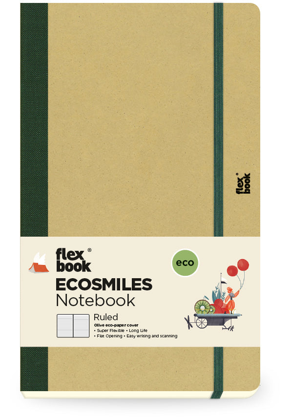 Flexbook | Ruled | Medium A5 Size Notebook | Olive | Ecosmiles Eco Series