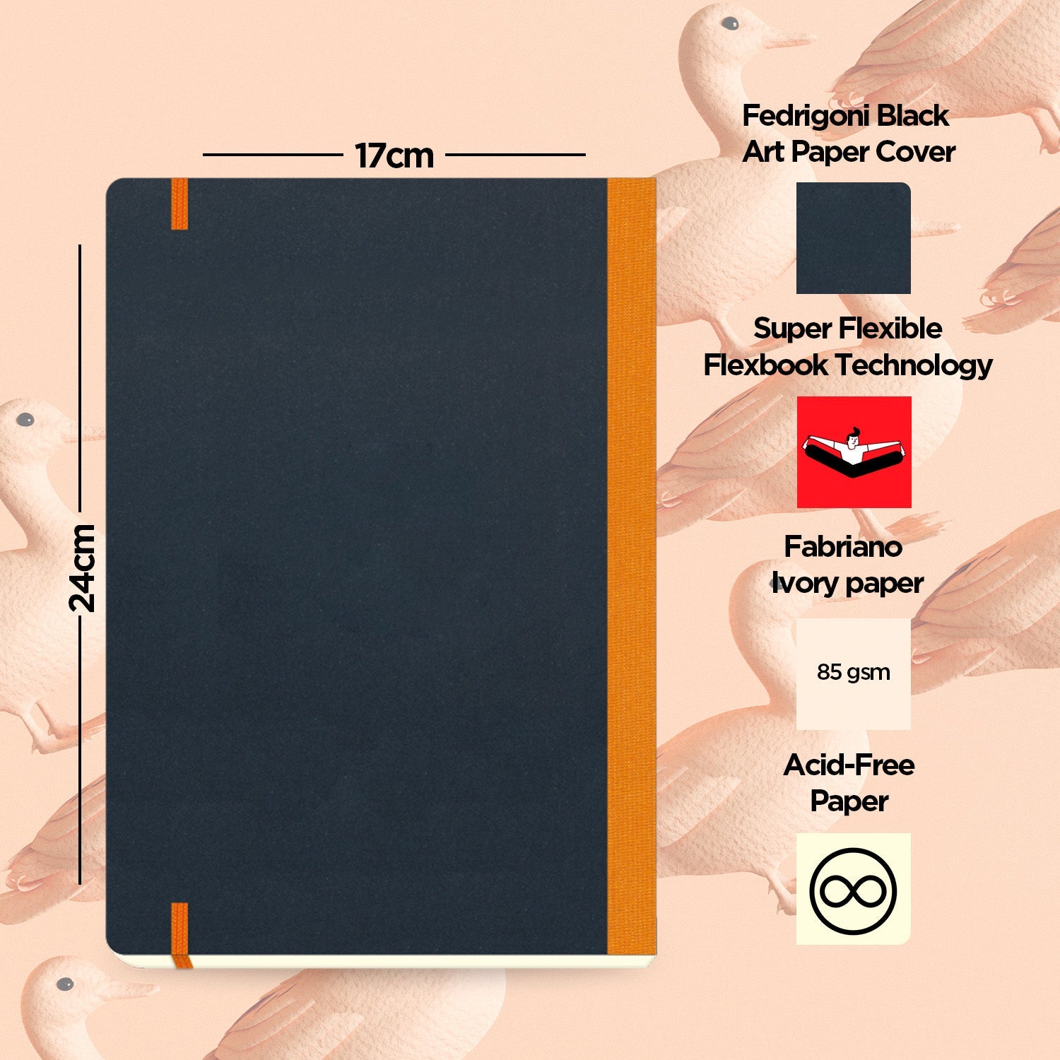 Flexbook | Plain | Large B5 Size Notebook | Orange | Flex Global