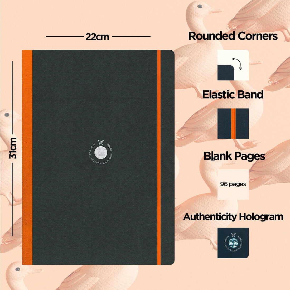 Flexbook | Blank | Large A4 Size Sketchbook | Orange | Flex Global Sketchbook