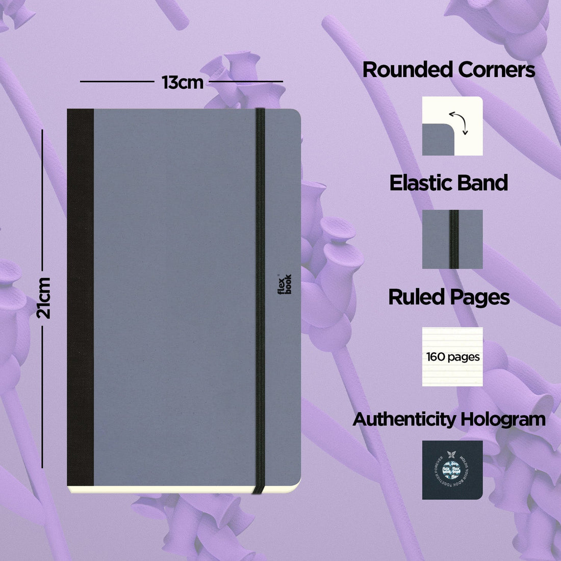 Flexbook | Ruled | Medium A5 Size Notebook | Lavender | Ecosmiles Eco Series