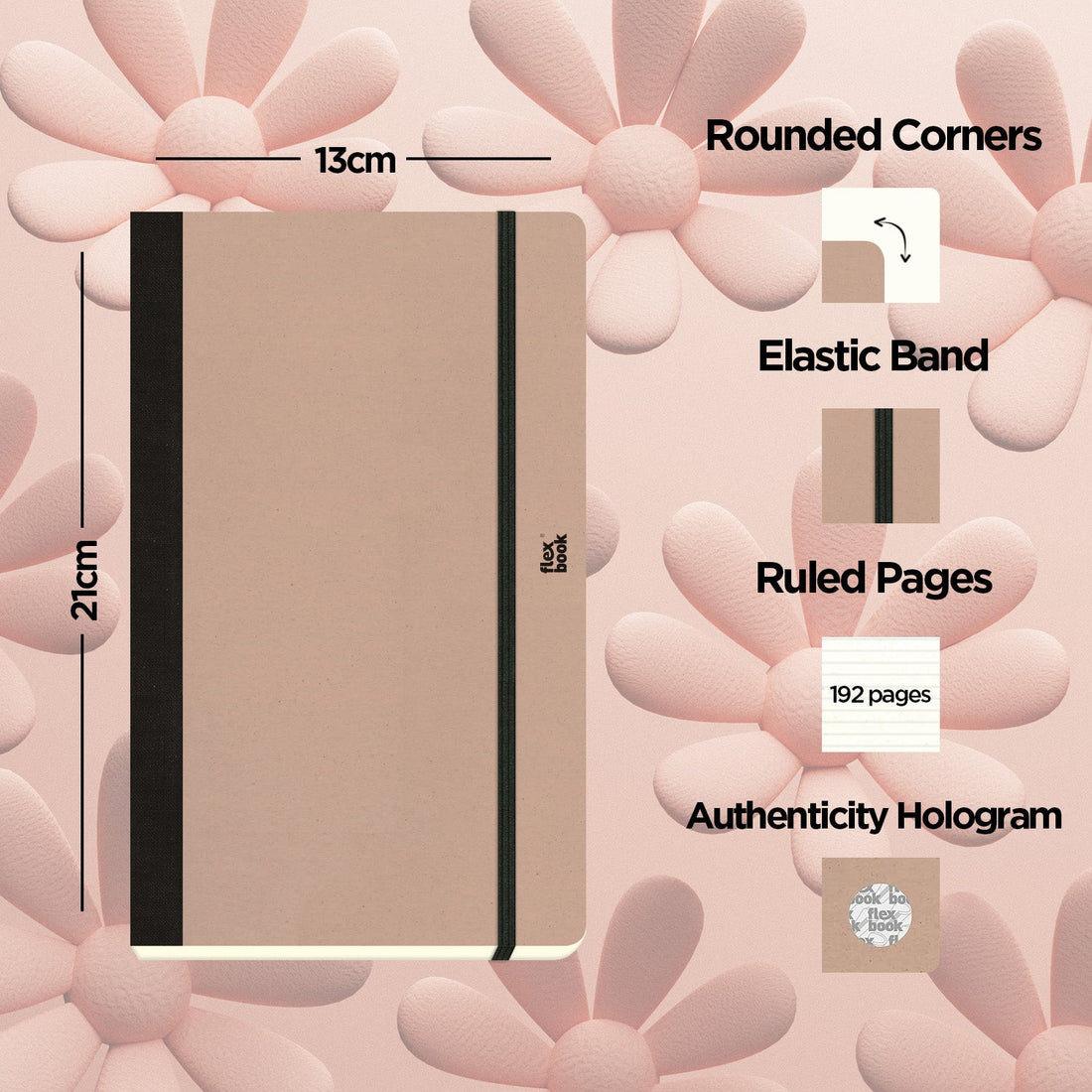 Flexbook | Ruled | Medium A5 Size Notebook | Almond | Ecosmiles Eco Series