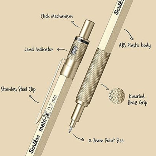 Scrikss | Matri-X | Mechanical Pencil | Metallic Gold-0.7mm