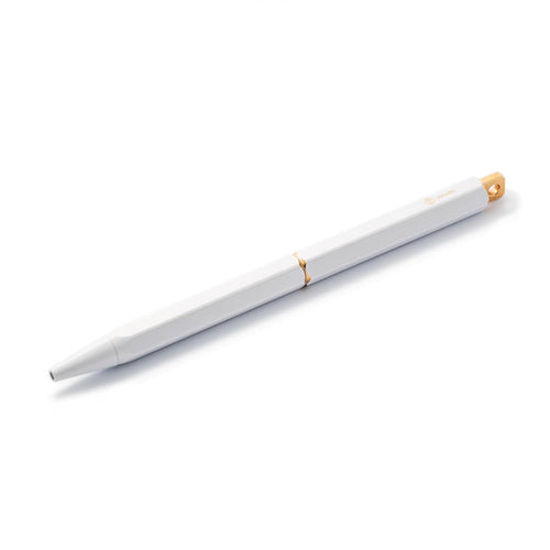 Ystudio Classic Revolve Portable Ballpoint Pen Brass (White finish)