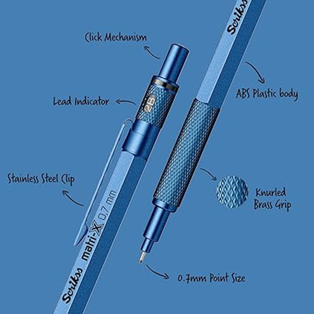 Scrikss | Matri-X | Mechanical Pencil | Metallic Blue-0.7mm