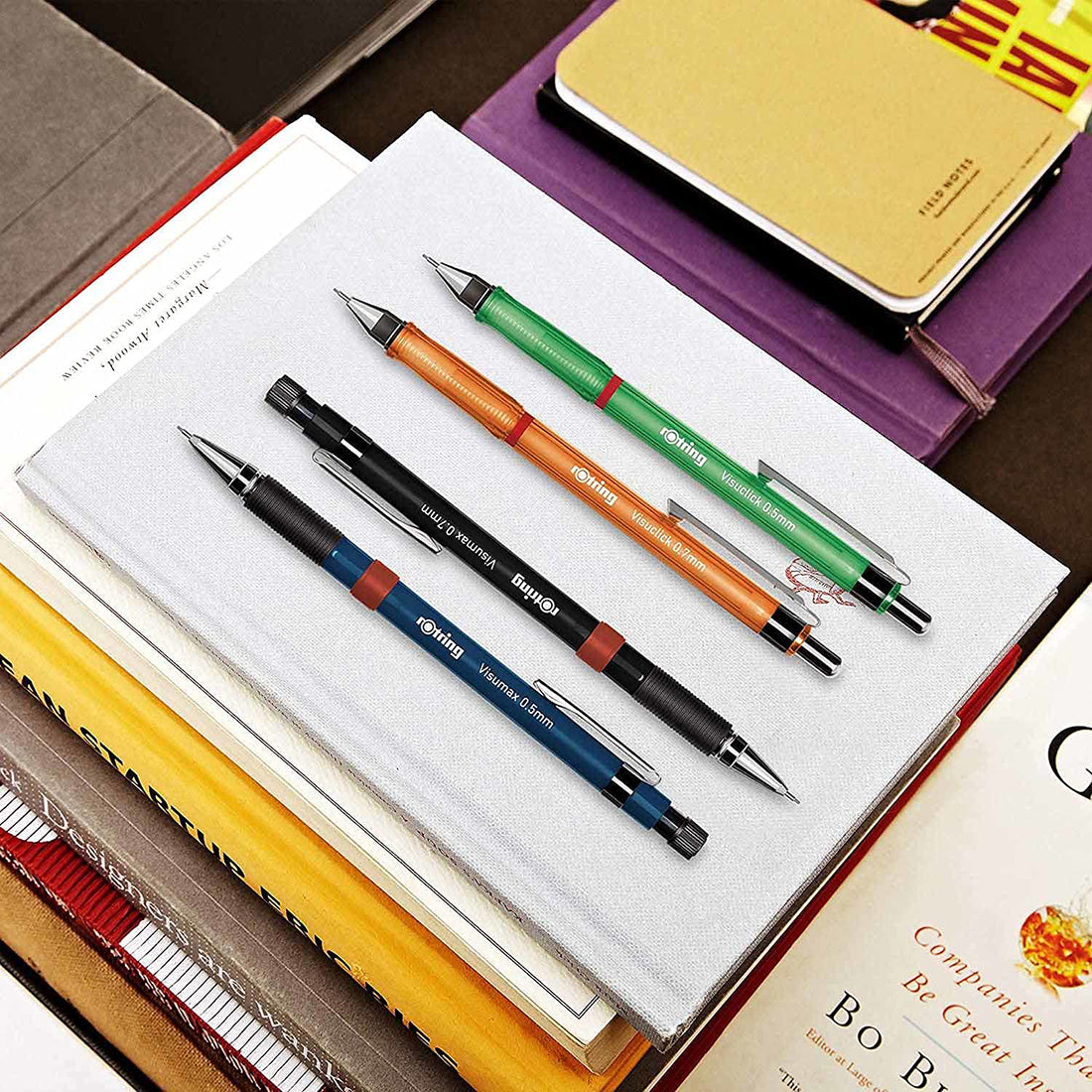 Rotring Visuclick 0.5mm Mechanical Pencils, 2B Lead, Orange & Green Barrel - Total 2 Pieces