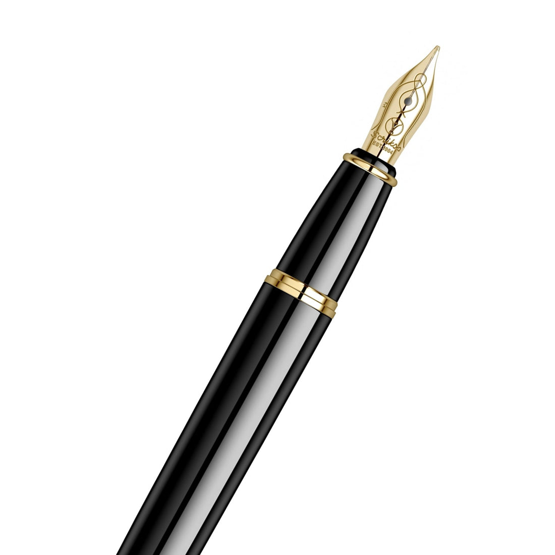 Scrikss | Honour 38 | Fountain Pen | Glossy Black | Medium Nib | 23k Gold Plated