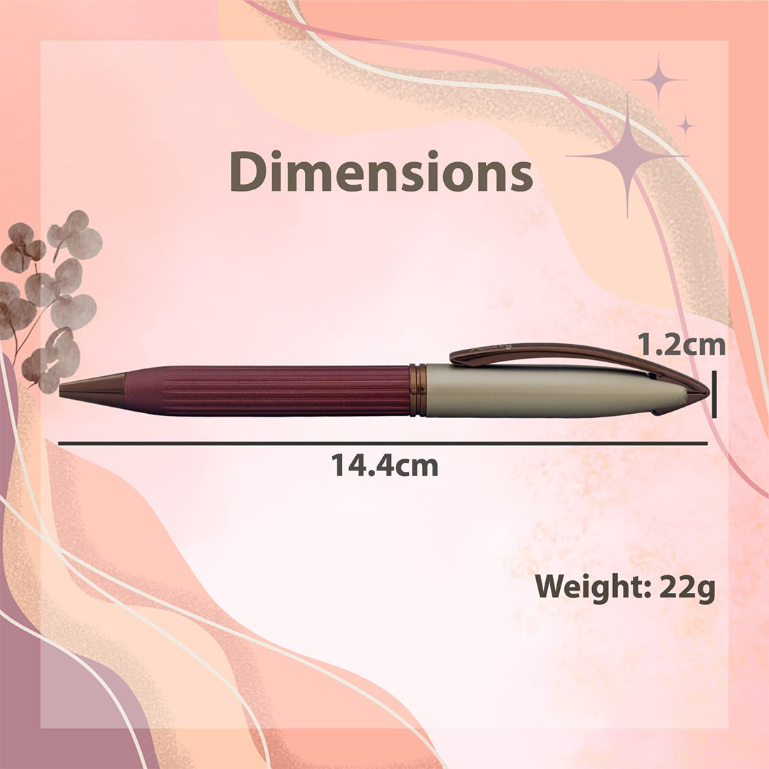 Acuity Ball Point Pen - Metal Body with Coffee Pink Matte Finish and Bronze Finish Accessories - It Comes in a Pen Pouch - Ink Colour Blue - 30002