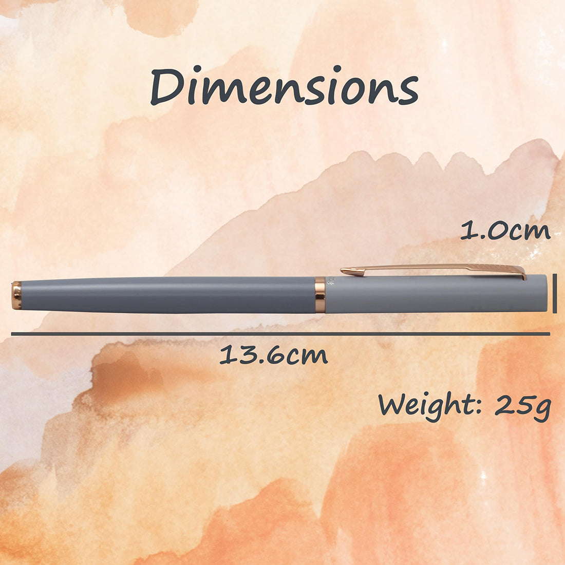 Acuity Roller Ball Point Pen - Smooth Dual Tone Gray Metal Body with Rose Gold Accessories - It Comes in a Pouch - 30006