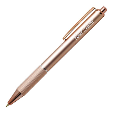 Acuity Ball Point Pen - Light Weight Metal Body with Glossy Rose Gold Finish, Checkered Grip and Glossy Rose Gold Accessories - It Comes in a Pouch - 30011