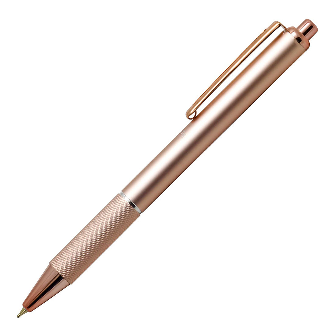 Acuity Ball Point Pen - Light Weight Metal Body with Glossy Rose Gold Finish, Checkered Grip and Glossy Rose Gold Accessories - It Comes in a Pouch - 30011