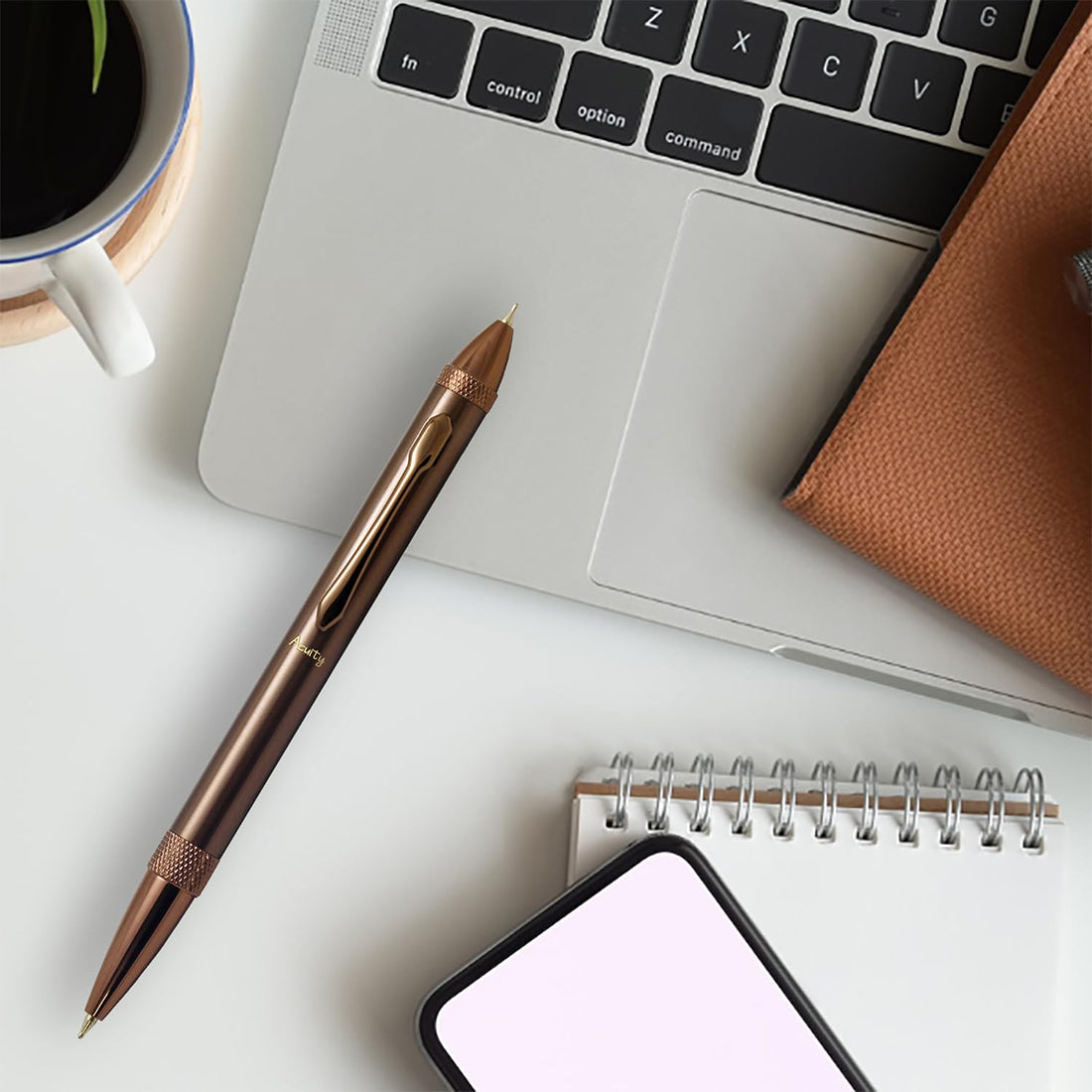 Acuity Ball Point 2-In-1 Pen - Metal Body with Glossy Finish - Holds Blue & Red Refills at Each End - It Comes in a Pouch - 30018