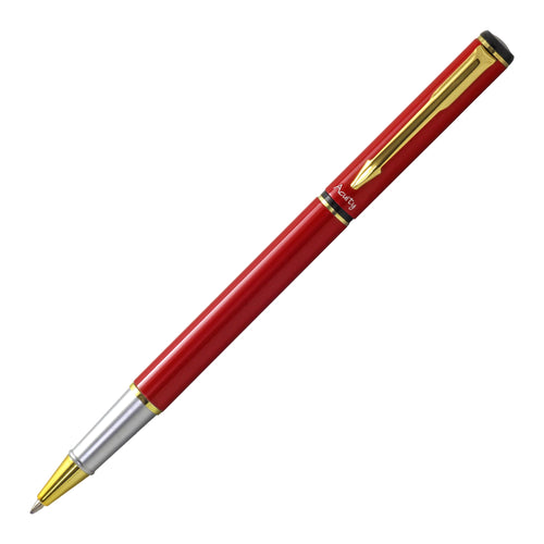Acuity Roller Gel Pen - Glossy Red Metal Body with Gold Accessories - It Comes in a Pouch - 30020