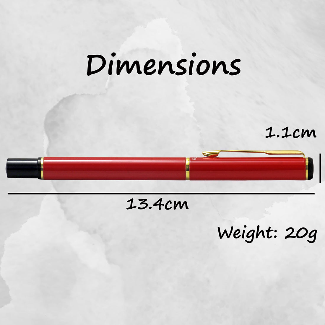 Acuity Roller Gel Pen - Glossy Red Metal Body with Gold Accessories - It Comes in a Pouch - 30020