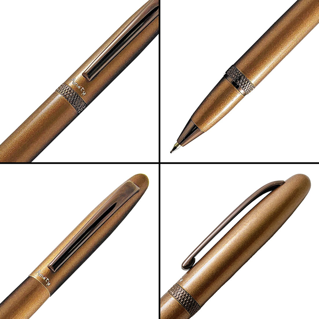 Acuity Coffee-Scented Blue Ink Ball Point Pen | Brown Shiny Finish Metal Body with Glossy Clip | Coffee Fragrance Smell Ink | Perfect for Personal Use & Gift Idea | It Comes in a Pouch | 30029