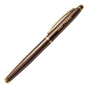 Acuity Coffee-Scented Blue Ink Ball Point Pen | Brown Glossy Finish Metal Body with Gold Finish Clip | Coffee Fragrance Smell Ink | Perfect for Personal Use & Gift Idea | It Comes in a Pouch | 30036